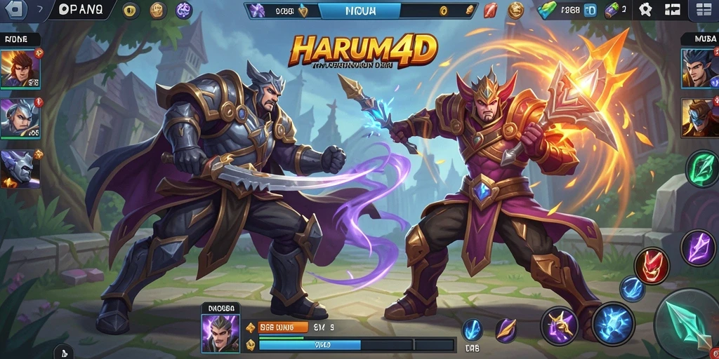 Tampilan gameplay seru dari HARUM4D dalam pertempuran MOBA.