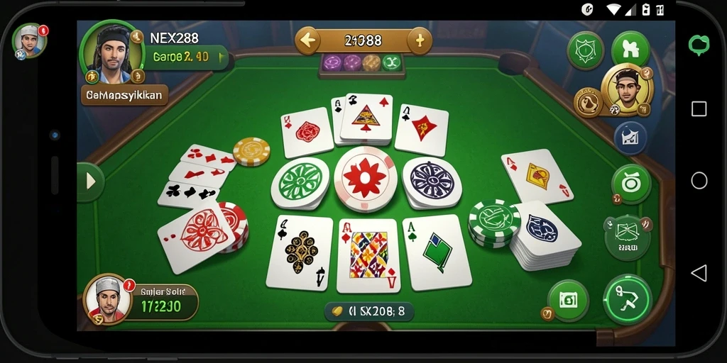 Screenshot gameplay NEX288 yang menunjukkan serunya bermain Gaple.