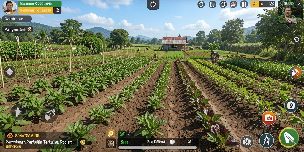 Tampilan menarik dari gameplay SOBATGAMING yang menggambarkan pertanian.